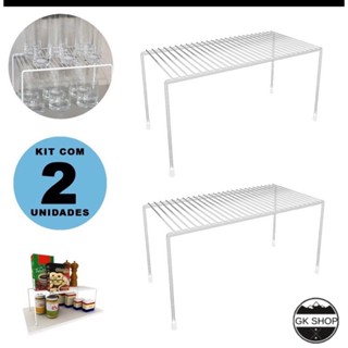 Kit 2 Organizador Armário Cozinha Prateleira Aramado Aço Grande