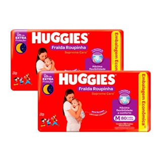 Kit 2 Fralda Roupinha Huggies Supreme Care Tamanho M 80 Unidades Descartáveis cada