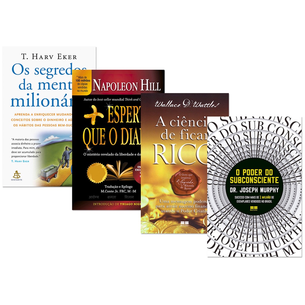 Kit Poder do Subconsciente + Segredos da Mente Milionária + Mais Esperto que o Diabo + Ciência de Ficar Rico