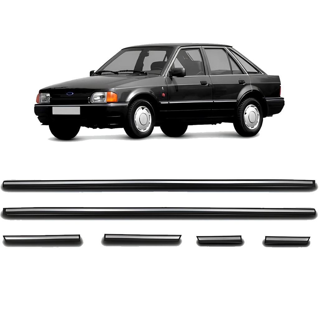 Jogo Friso Lateral Escort GL 1987 a 1992 2 Portas Preto Com Filete Cromado