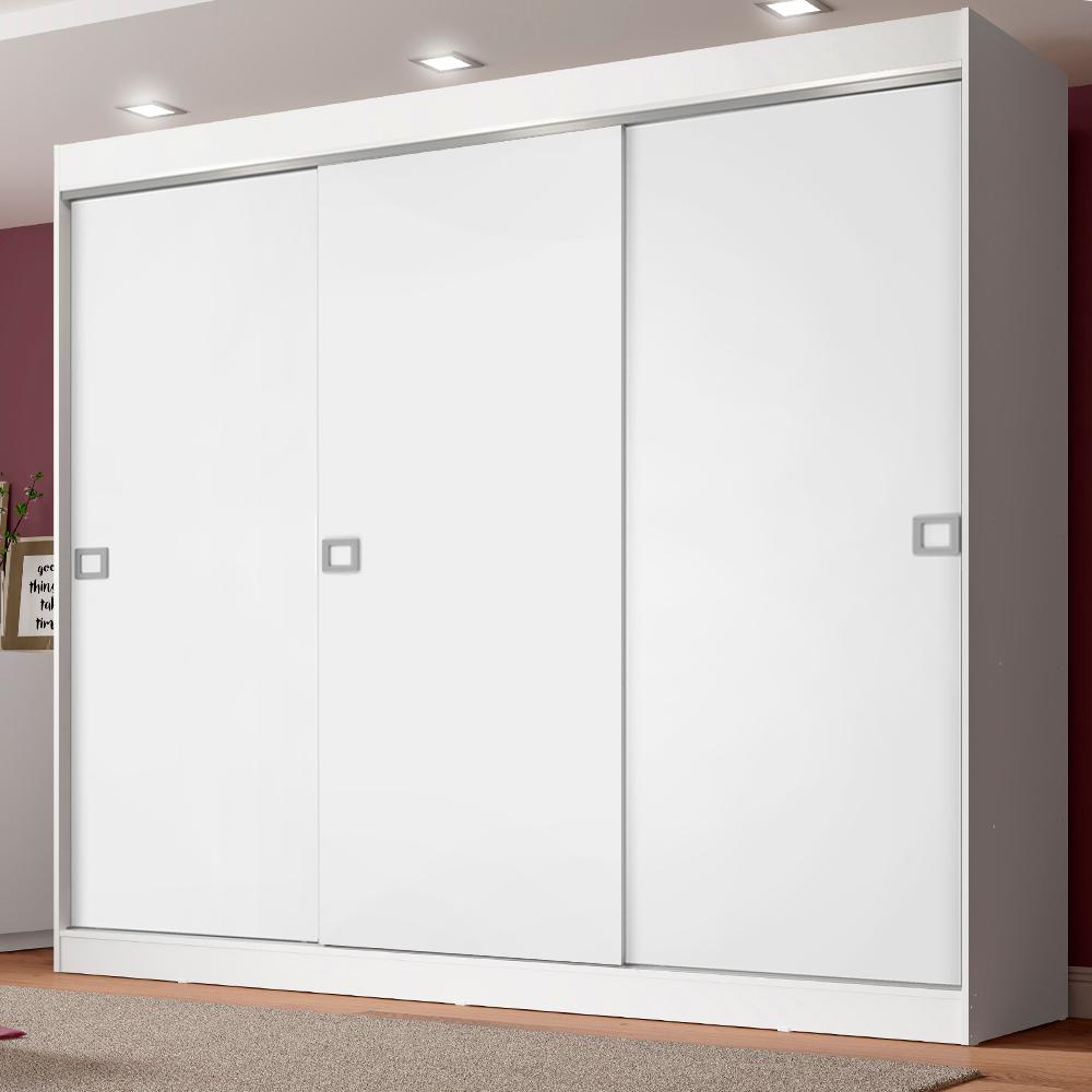 Guarda-Roupa Casal Madesa Napoli 3 Portas de Correr - Branco - Home & Living