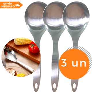 Kit 03 Colher Para Servir Arroz Média 23cm Aço Inox Multiuso