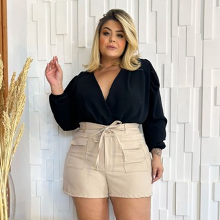 Boddy Plus Size Elegante Transpassado Vitória