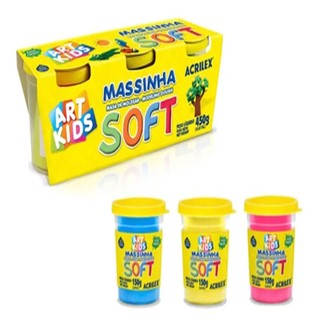 MASSINHA MODELAR SOFT C/3POTESSEM COR    ACRILEX   73030000 em Oferta na Shopee