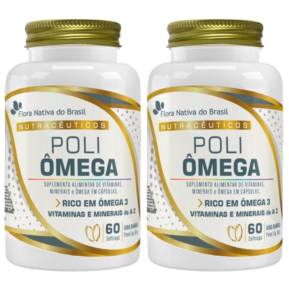 KIT 2X Poli Ômega (Ômega 3 com Vitaminas) 1400 mg 60 cápsulas - Flora Nativa