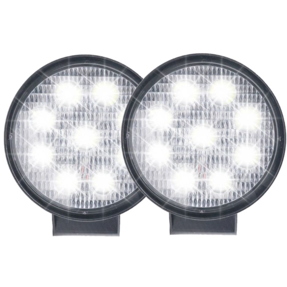 Par Kit 2 Farol De Milha Farolete 9 Leds 12v 24v 27w 6000k Reforçado Agrícola Caminhão carro Barco