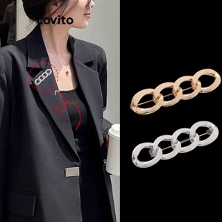 Lovito Broches Básicos Casuais De Corrente De Metal Liso Para Mulheres LFA11722
