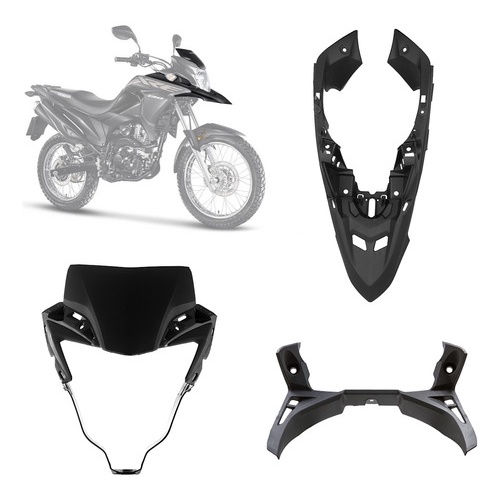Kit Carenagem Farol Suporte Do Painel Bico Paralama Dianteiro Superior Xre 190 2016 2017 2018 2019 2020 2021