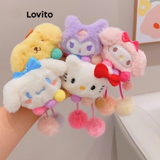 Lovito Laços De Cabelo Fofos De Desenho Animado Pom Bow Sanrio Plush Kitty Kurome Para Mulheres LFA13588
