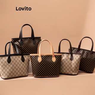 Lovito Bolsa Casual Xadrez Colorblock De Grande Capacidade Para Presbiopia Para Mulheres LFA13755