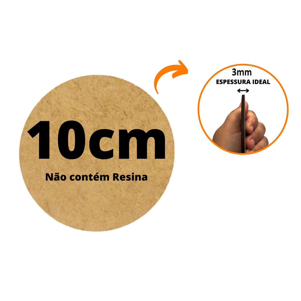 Kit 100 Bolachas MDF Redonda Base Circular Redonda Suporte Porta Copos Sublimação Pintura Tazos Jogos 10cm MDF cru