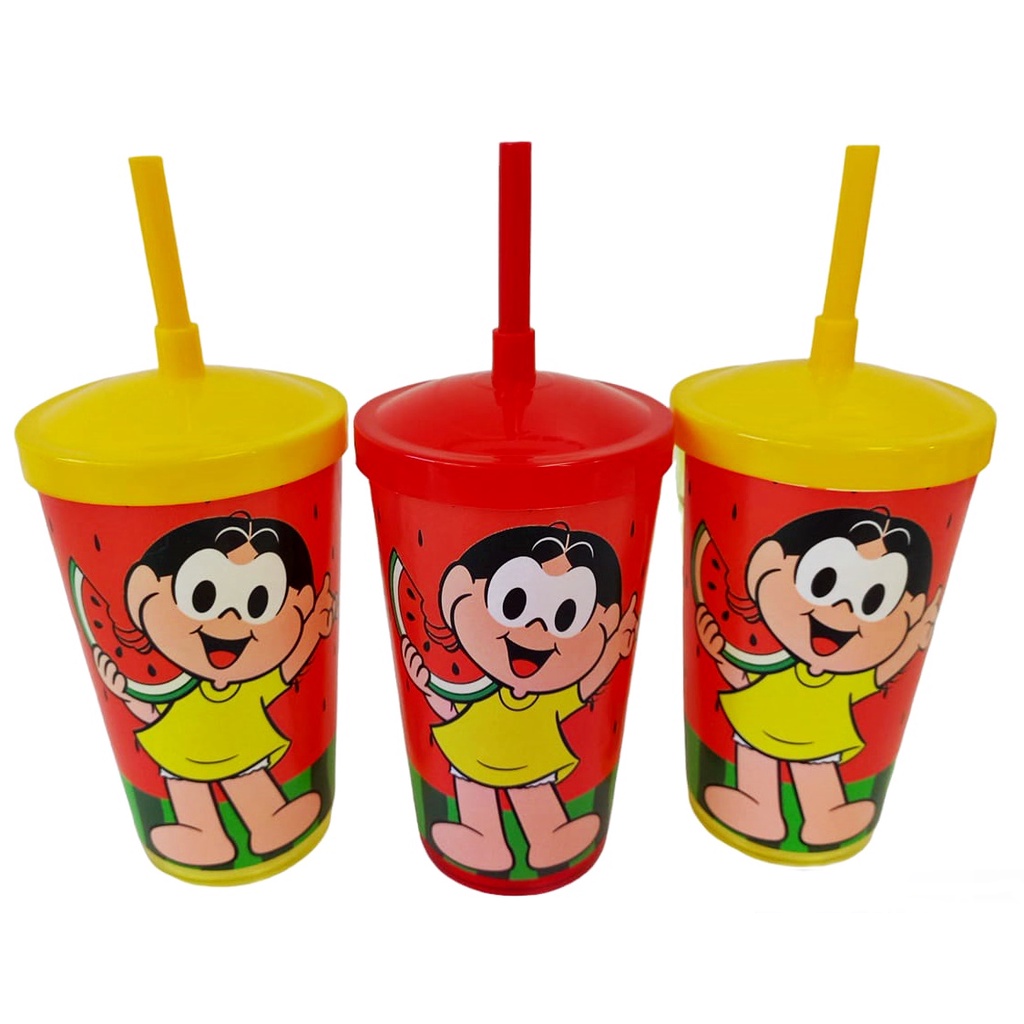 Lembrancinhas Magali 5 Copos Com Canudo Magali Decoração Festa Magali  - Copo Twister 500 ml Lembrancinha