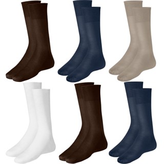 Kit 6 Meias Social Cano Longo Masculina Poliamida Lisa Mash