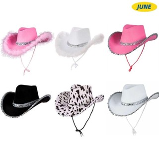 JUNE Chapéu De Cowboy Moda Engraçado Fantasia Acessório Cosplay Chapéus De Cowgirl Lantejoulas