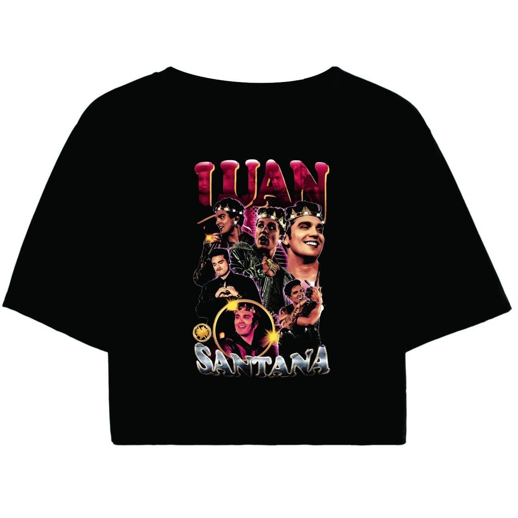 Cropped Feminino Preto Tumblr blogueira Luan Santana Cantor Sertanejo Vintage feminina manga curta em Oferta na Shopee