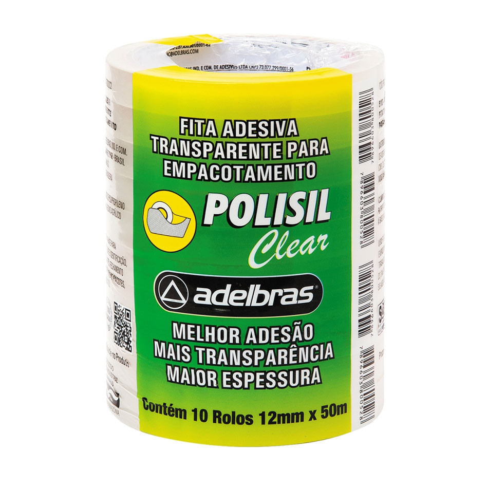 Fita adesiva Polisil 12mmx50m 510 com 10 rolos Adelbras	