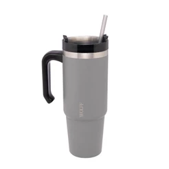 Copo Térmico 890ml Caneca Inox Parede Dupla SlimTerm Wolff Cinza - Garrafa Térmica com Canudo e Alça