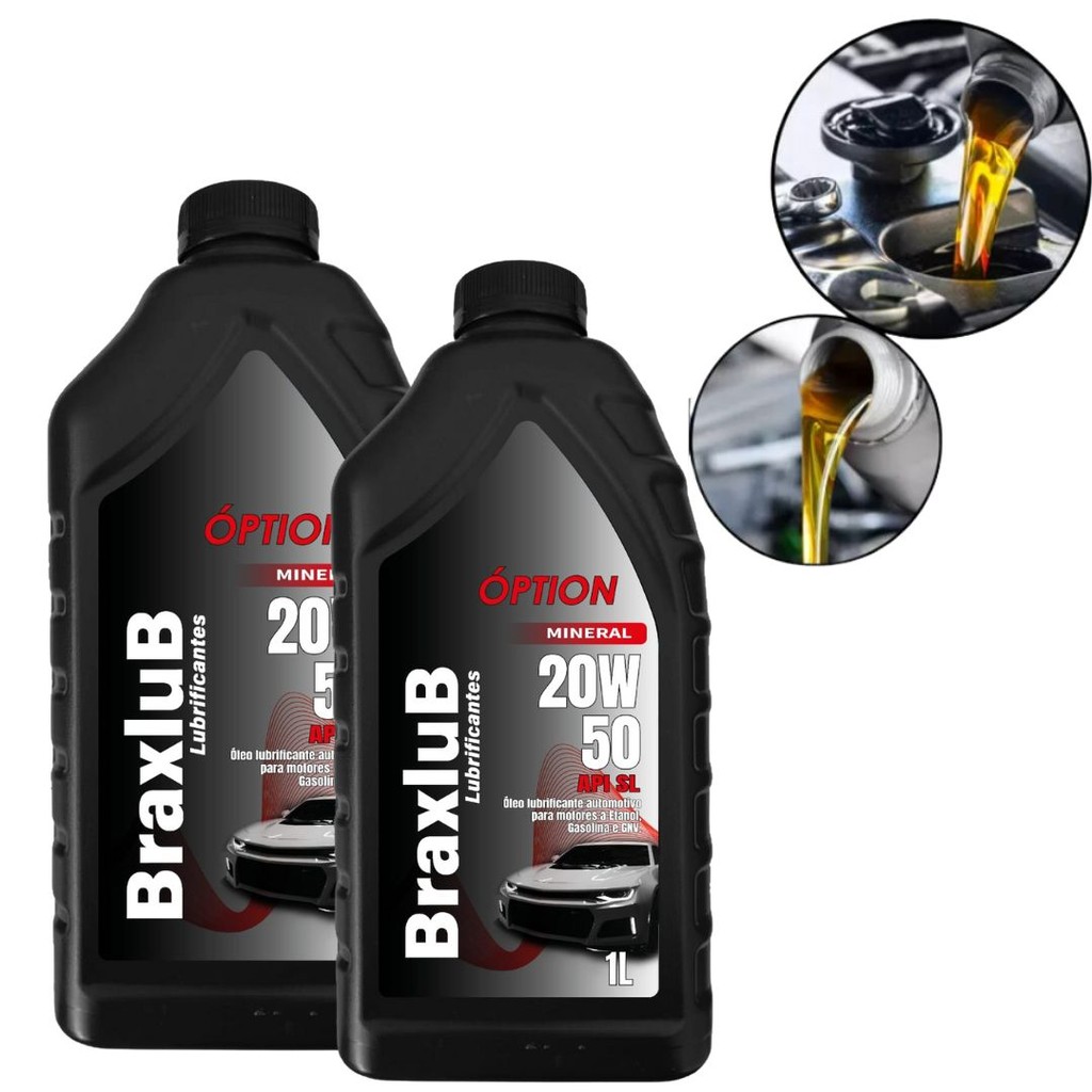 KIT 2 LITROS DE ÓLEO 20W50 MINERAL BRAXLUB