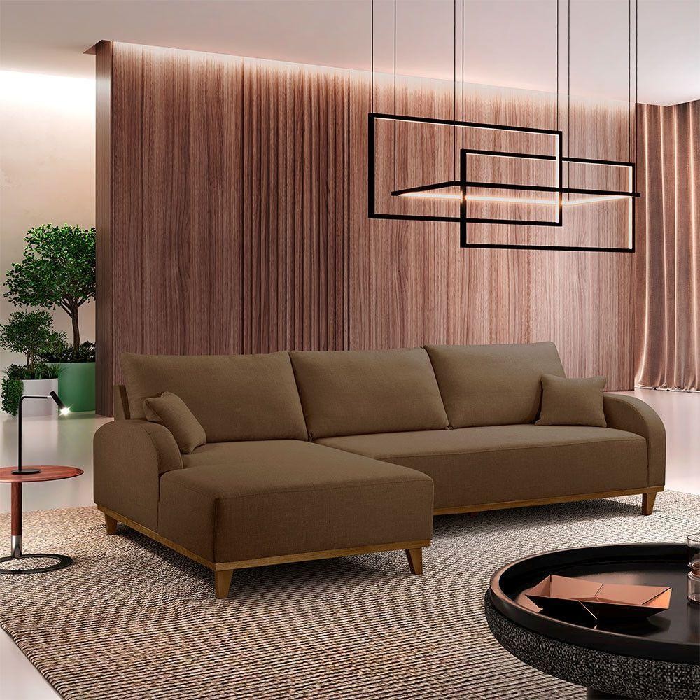 Sofá Albano Veludo 300 Chaise Lado Esquerdo Meu Sofá Online B016 Veludo Marrom