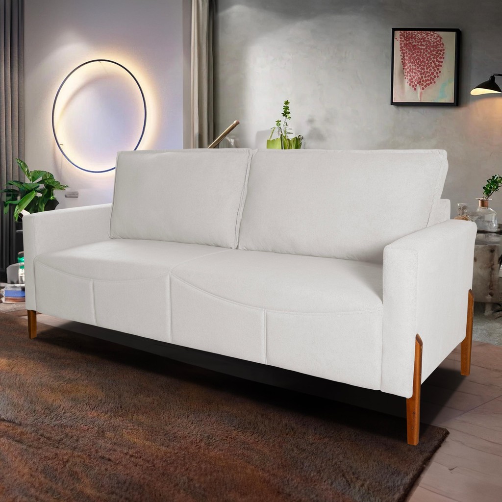 Sofá Living Florença 2,10m Bouclê Off White - King House em Oferta na Shopee