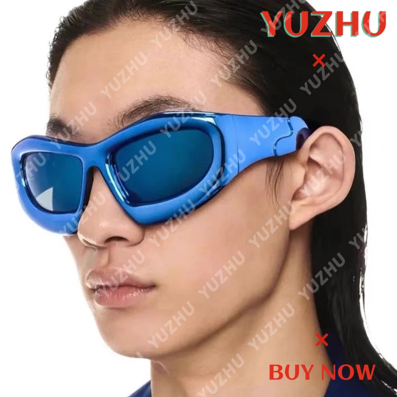 (YUZHU) Y2K Óculos De Sol De Tamanho Superior À Bolha Hip Hop Western Fashion Dazzling Sunshade em Oferta na Shopee