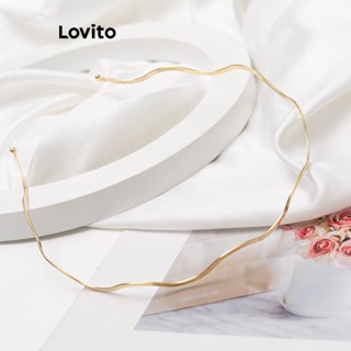 Lovito Casual Simples Elegante Tiara de Cabelo Feminina Dourada L63AD063 (Dourada)