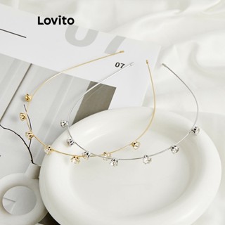 Lovito Casual Simples Tiara de Cabelo Feminina com Strass L63AD064 (Dourada/Prata)
