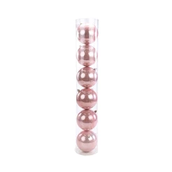 Bola de Natal em Tubo - Perolado Rose Gold - 7cm - 6 unidades - Cromus - Rizzo