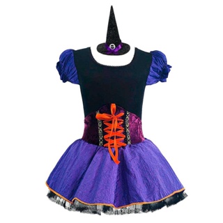 Fantasia Bruxinha Infantil com Corselet e Chapéu de Halloween em Oferta na Shopee