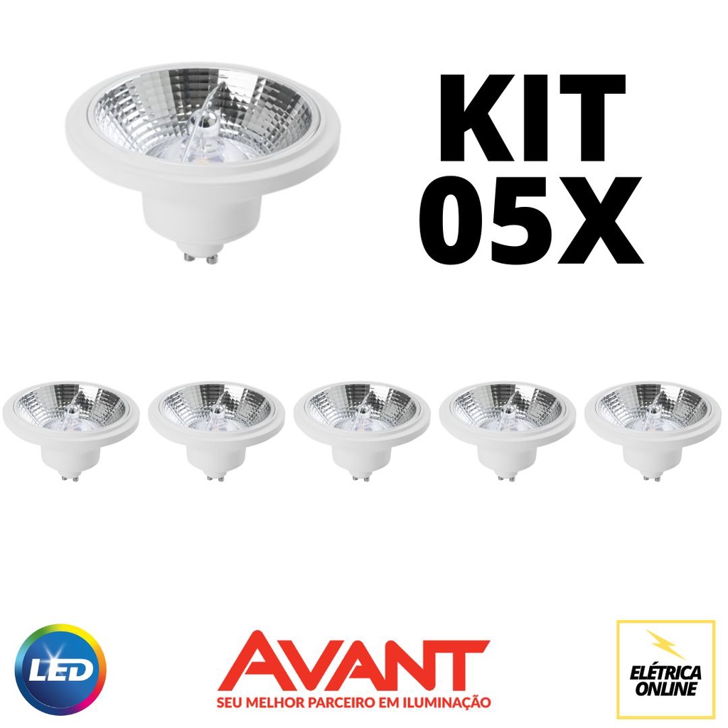 KIT 05 Lâmpada LED AR111 12W 2700K QUENTE GU10 - AVANT em Oferta na Shopee