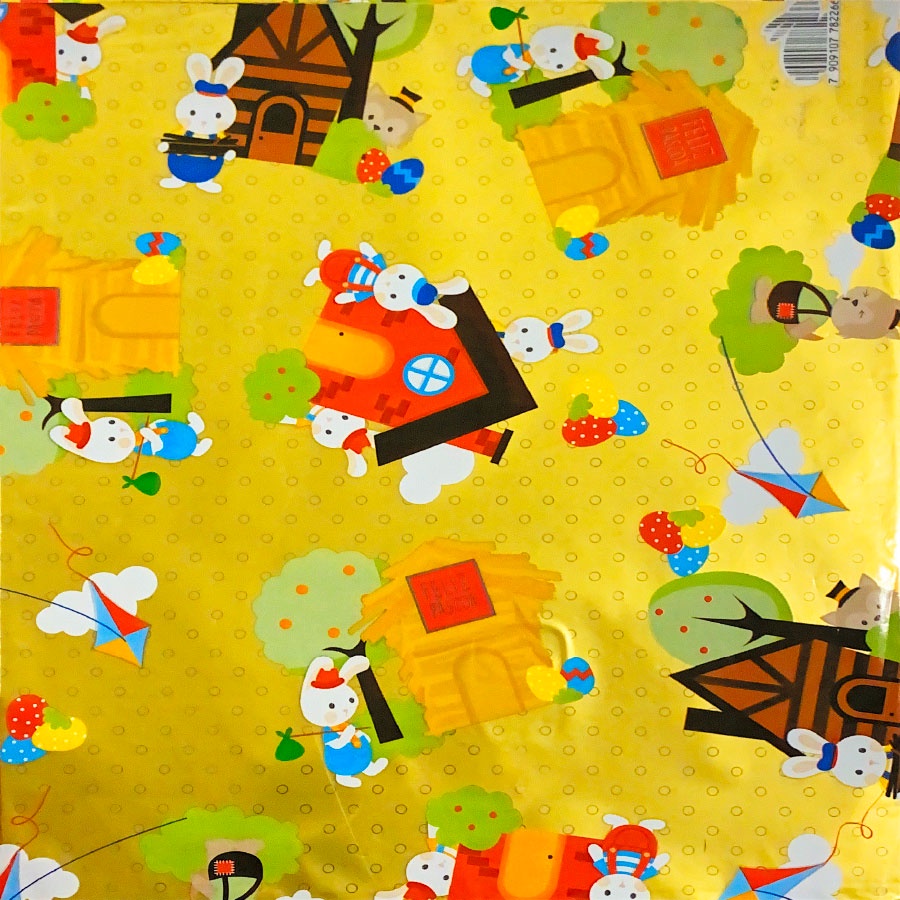 Folha para Ovos de Páscoa Metalizado Os 3 Coelhinhos Amarelo 69x89cm - 5 unidades - Cromus - Rizzo Distribuidora em Oferta na Shopee