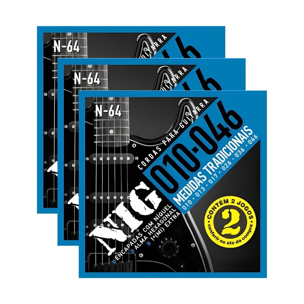 Encordoamento Guitarra Nig N-64 .010” Kit 6 jogos PR2N64L
