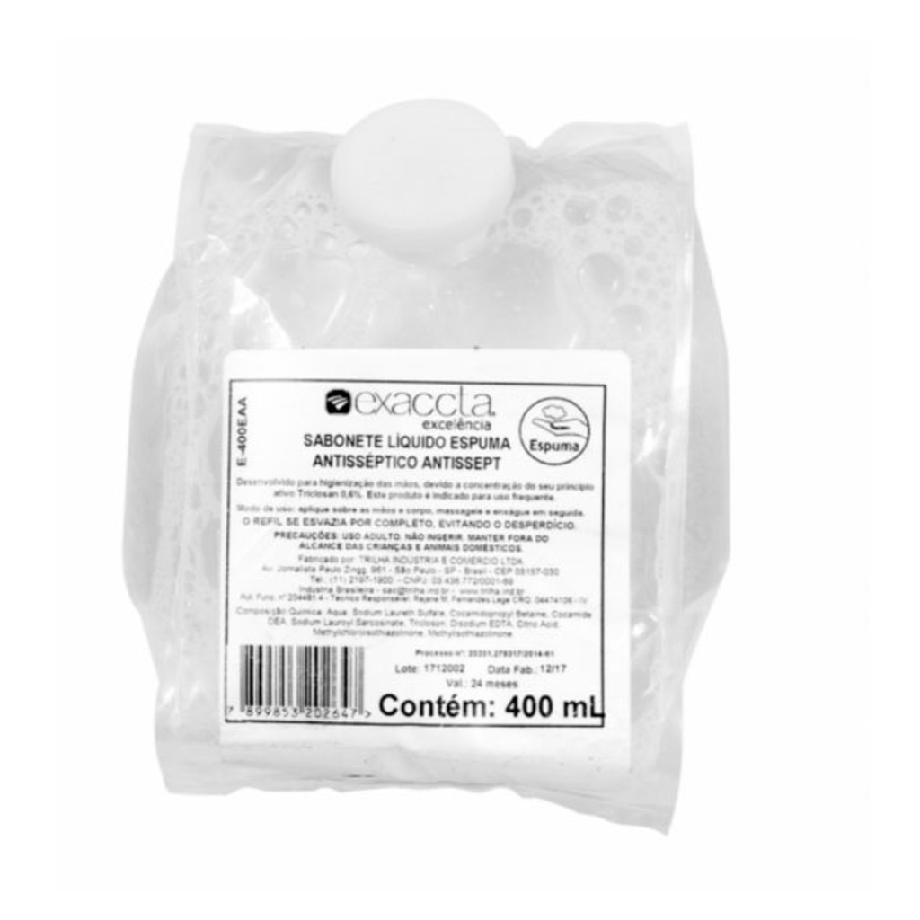 Sabonete Espuma Refil Antisséptico Exaccta Trilha 400ml - Beauty