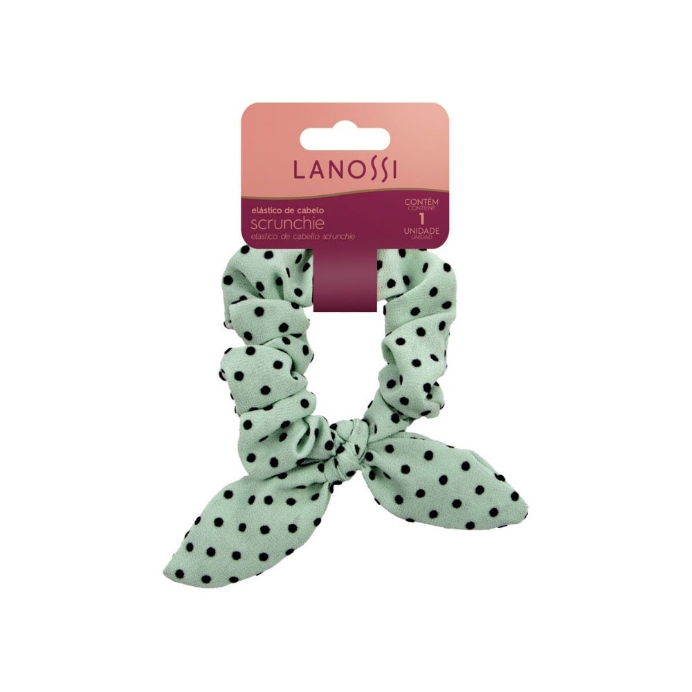 Elástico Cabelo Lanossi Scrunchie Mint Green Poa em Oferta na Shopee