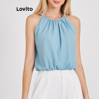 Lovito Top Regata com Amarração para Mulheres LBE04132 (Azul)