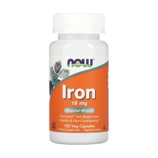 Ferro Bisglicinato 18 mg Now Foods 120 Cápsulas