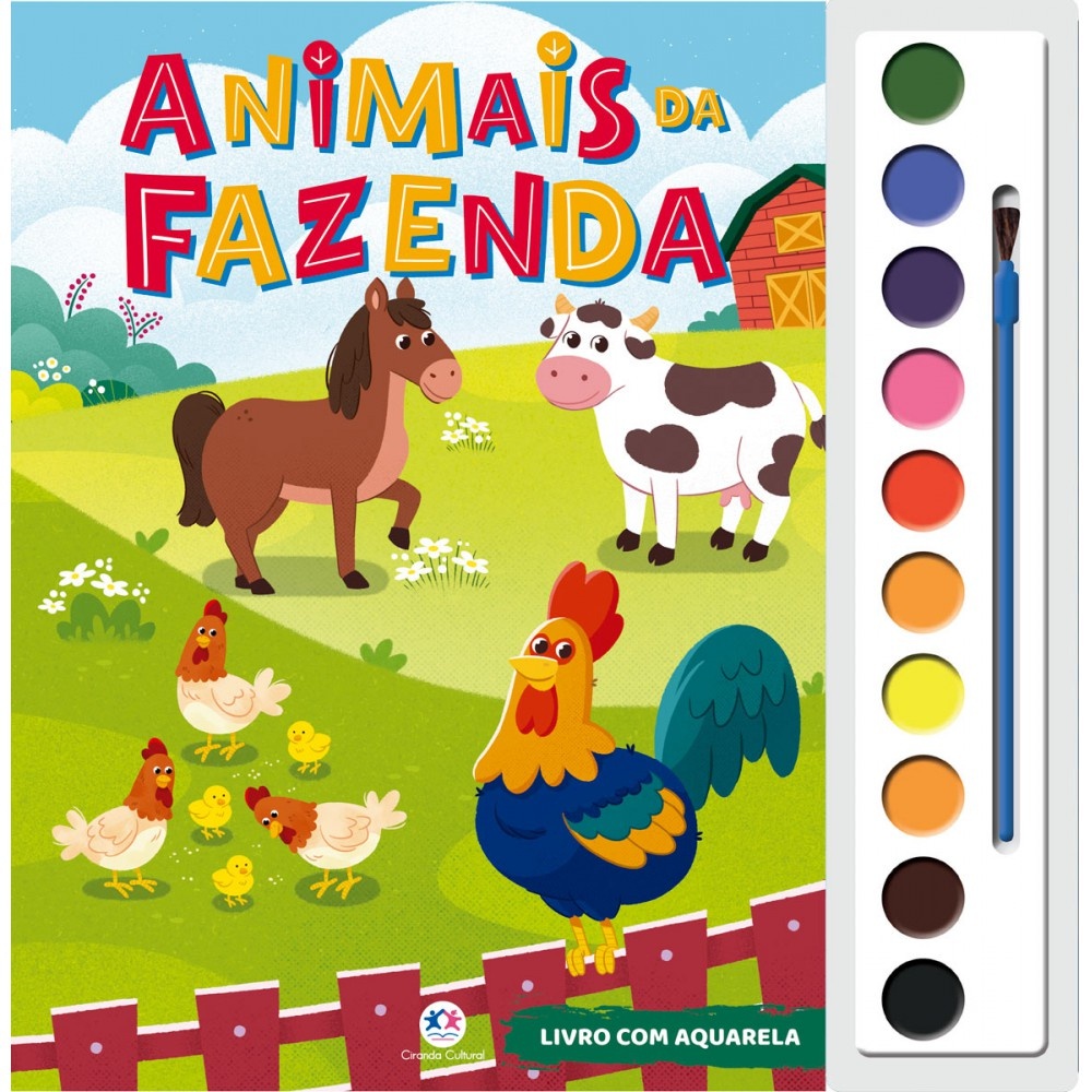 Livro Aquarela Animais da fazenda em Oferta na Shopee
