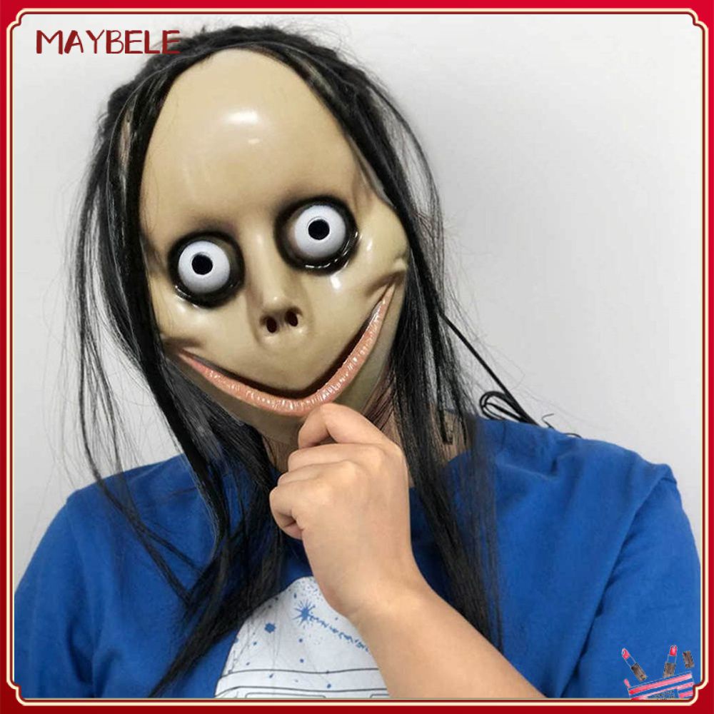 Máscaras de festa Show de baile Máscara engraçada Fontes de festa Cabelo longo Cabelo comprido Máscara MOMO Suprimentos para casa Máscara de terror Festival Fontes de festa Adereços Máscara de terror de Halloween MAYBELE