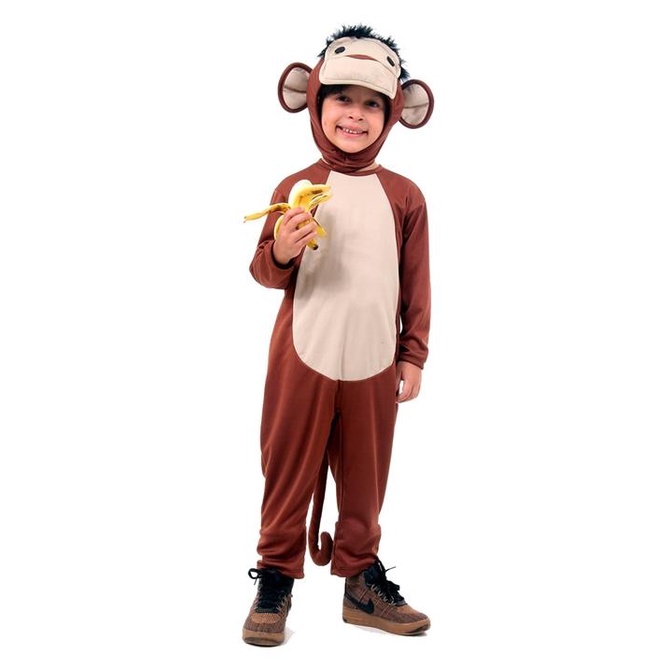 Fantasia de Macaco Infantil Animais Completa Com Capuz em Oferta na Shopee