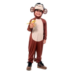 Fantasia de Macaco Infantil Animais Completa Com Capuz