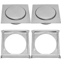 2 Ralos Click Inteligente Em Inox 10x10 Cm + 2 Porta Grelhas