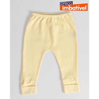 Calça Culote Bebê Com Vira Pé Amarelo
