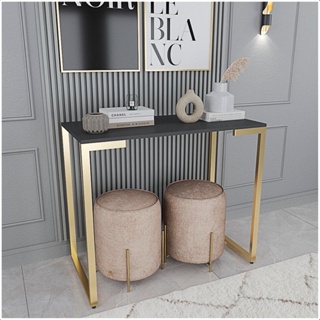 Aparador de Sala Estilo Industrial Mesa Buffet Balcão Pé Dourado Elegante 90X30X76 em Oferta na Shopee