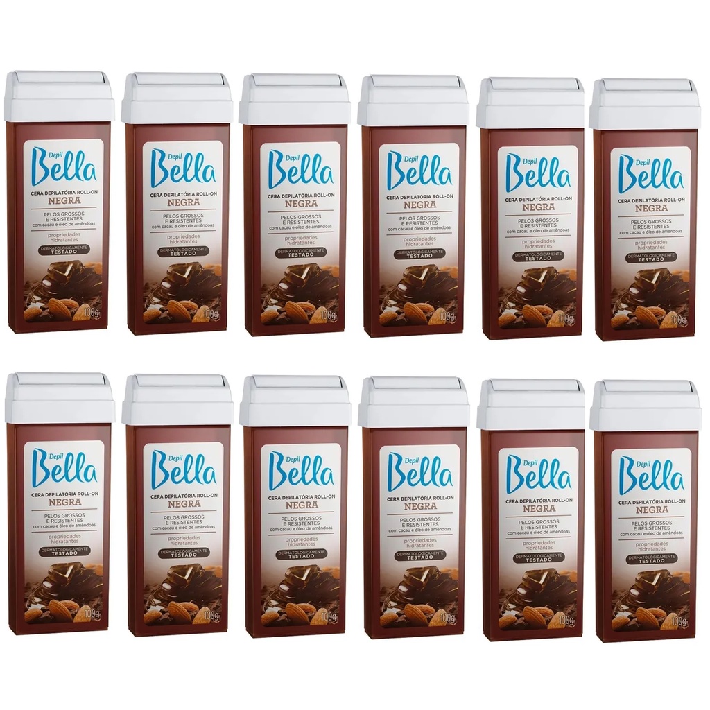 Depil Bella Cera Depilatória Roll-on Negra 100g (Kit 12uni)