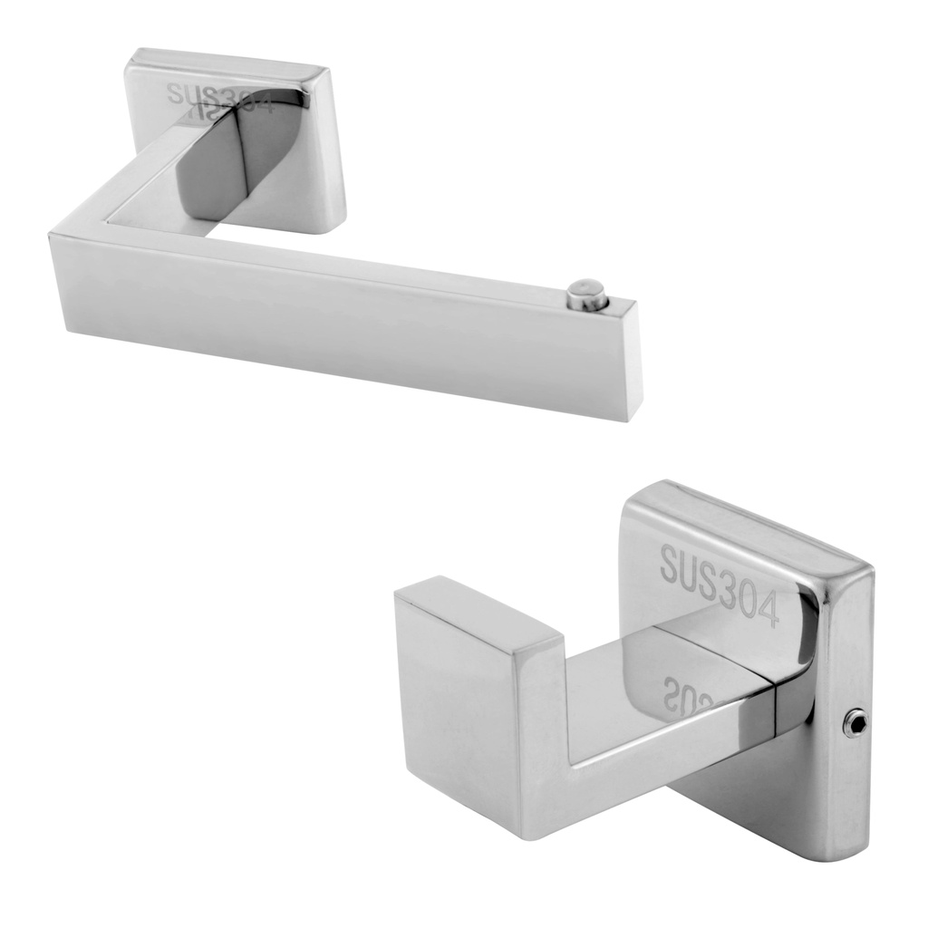 Kit Acessórios Quadrado Banheiro Lavatório Lavabo Inox 304