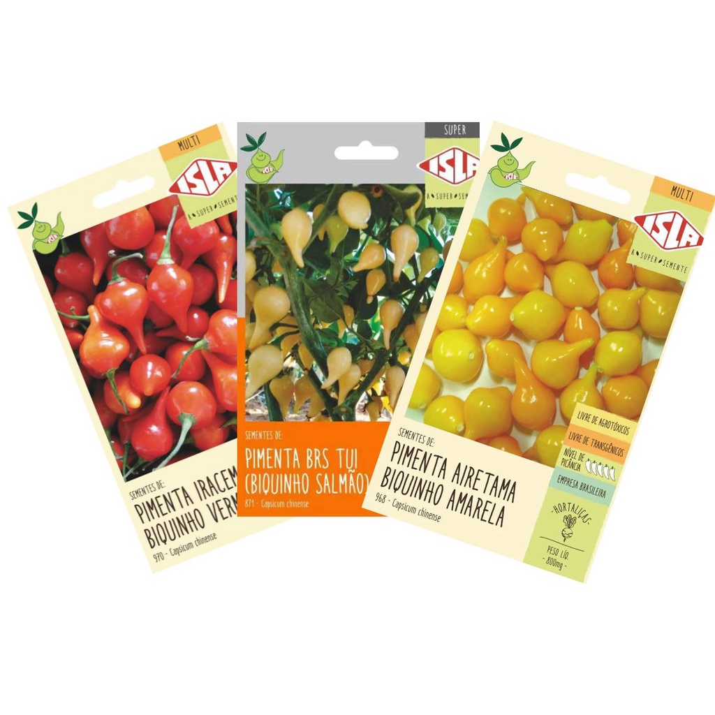 KIT Sementes de Pimenta Biquinho (Salmão Amarela e Vermelha)