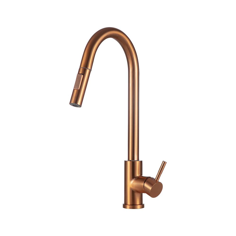 Torneira Para Cozinha Gourmet Misturador Monocomando Em Aço Inox Escovado Iriri Pingoo - Cobre - Home & Living