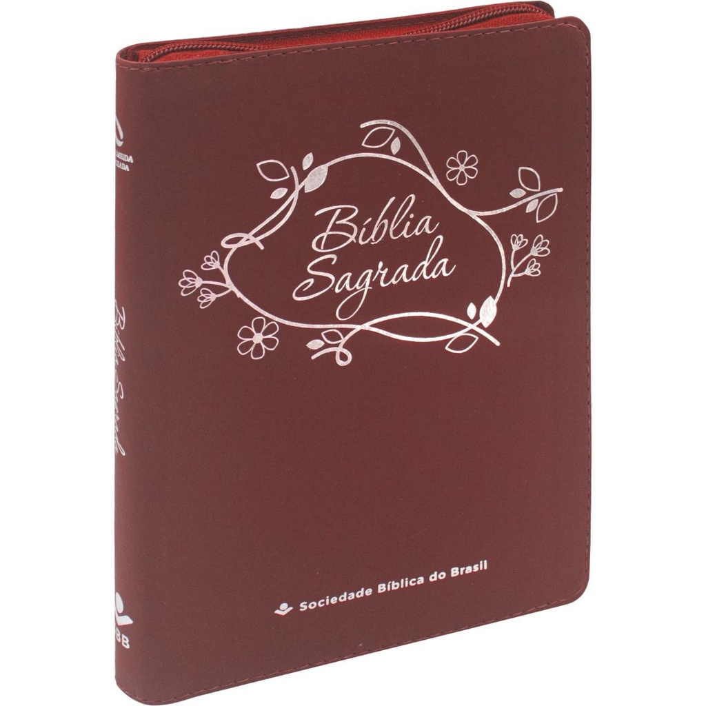Bíblia Sagrada NAA | Letra Grande | Zíper | Linha Ouro | Vermelha Flores em Oferta na Shopee