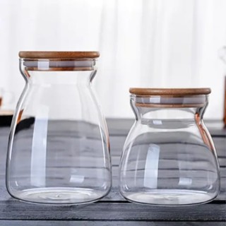 Kit 2 Pote Hermetico Vidro Borosilicate 1100ML Tampa/ Bambu
