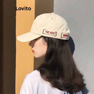 Lovito Chapéus Básicos com Letras Casual para Mulheres LFA03026 (Alperce)